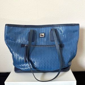 SOLD Hard to find Dooney & Bourke Blue Woven shoulder shopper tote bag handbag